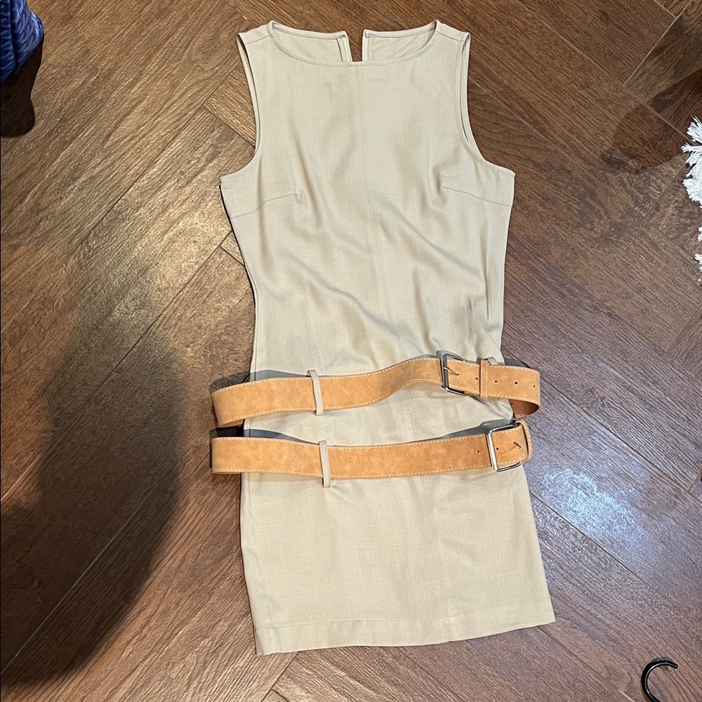 Belted khaki dress